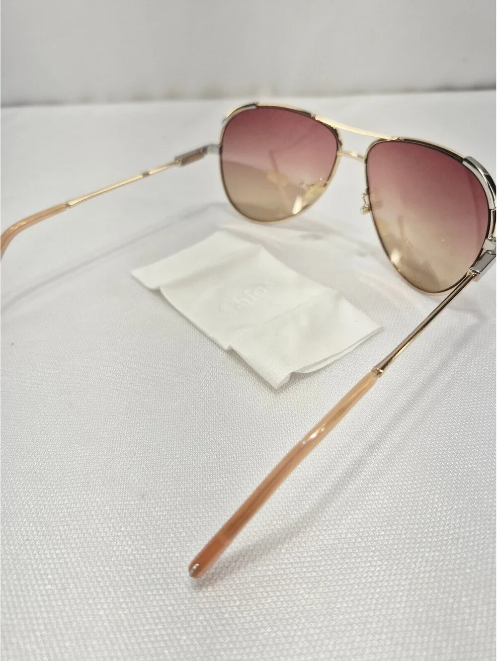 Chloe Eria Light Gold Aviator Women's Sunglasses NEW FLAWED